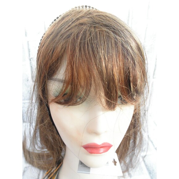 NEW by JUST BASIC, HEADWRAP, HEADBAND BLACK WITH SILVER TONE MULTIPLE ROWS  #2 - Picture 4 of 11